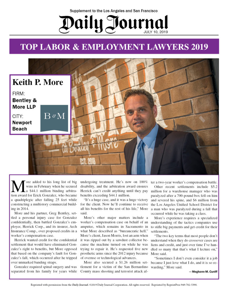 Daily Journal's Top Labor & Employment Lawyers 2019: Keith More