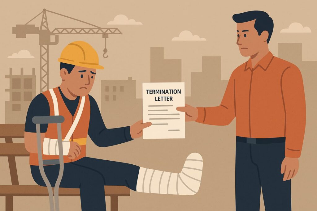 Un trabajador lesionado recibe una carta de despido tras presentar una reclamación de indemnización laboral California.